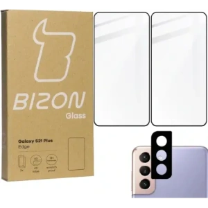 Kup 2x szkło hartowane Bizon Glass Edge + ochrona na obiektyw Samsung Galaxy S21 Plus 5G czarne - BIZ7727 - {ean13} - Sklep Home Screen
