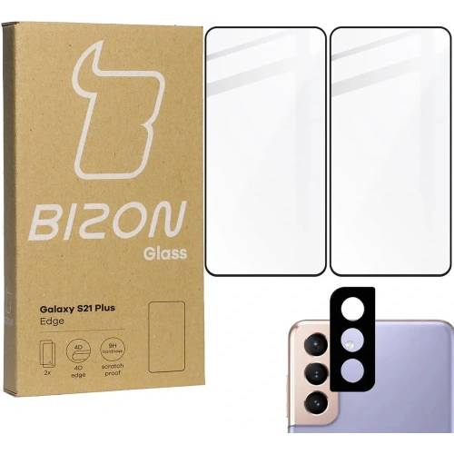 Buy Bizon Glass Edge 2x tempered glass + lens protection Samsung Galaxy S21 Plus 5G black - BIZ7727 - {ean13} - Home Screen Store Europe