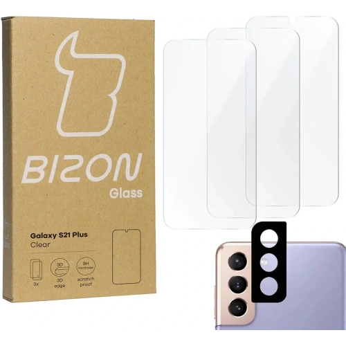 Kup Bizon üveg Tiszta edzett üveg - 3 db. + lencse üveg Samsung Galaxy S21 Plus 5G - BIZ1520 - {ean13} - Sklep Home Screen