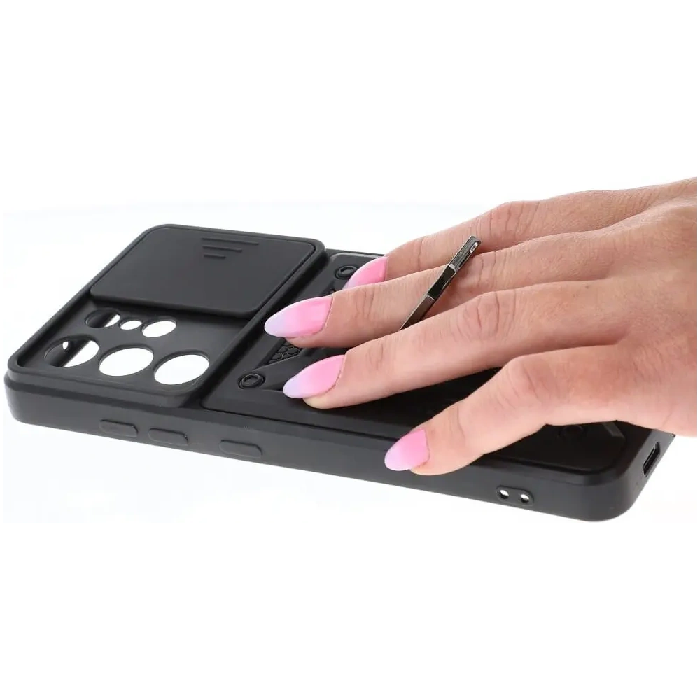 Etui Bizon Case CamShield Ring do Samsung Galaxy S21 Ultra czarne