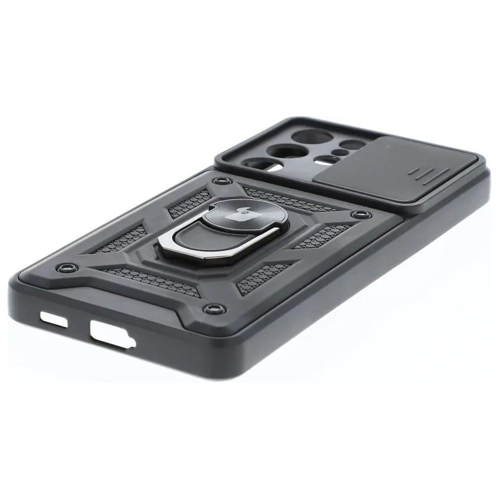 Etui Bizon Case CamShield Ring do Samsung Galaxy S21 Ultra czarne
