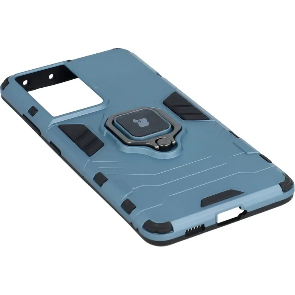 Etui Bizon Case Armor Ring do Samsung Galaxy S21 Ultra niebieskie