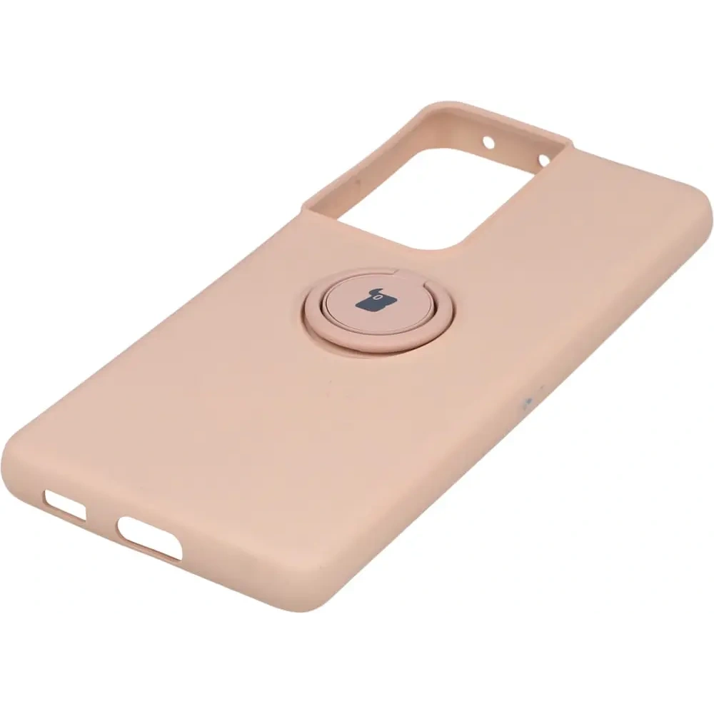 Etui Bizon Case Silicone Ring do Samsung Galaxy S21 Ultra jasnoróżowe