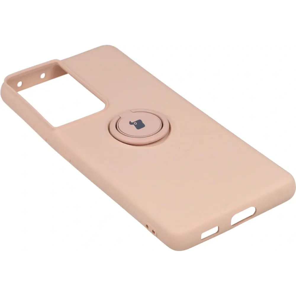 Etui Bizon Case Silicone Ring do Samsung Galaxy S21 Ultra jasnoróżowe