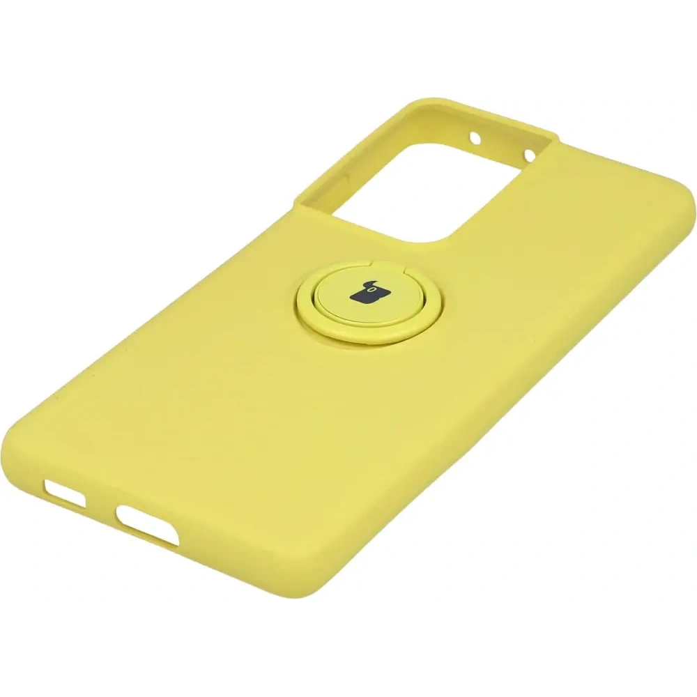 Etui Bizon Case Silicone Ring do Samsung Galaxy S21 Ultra żółte