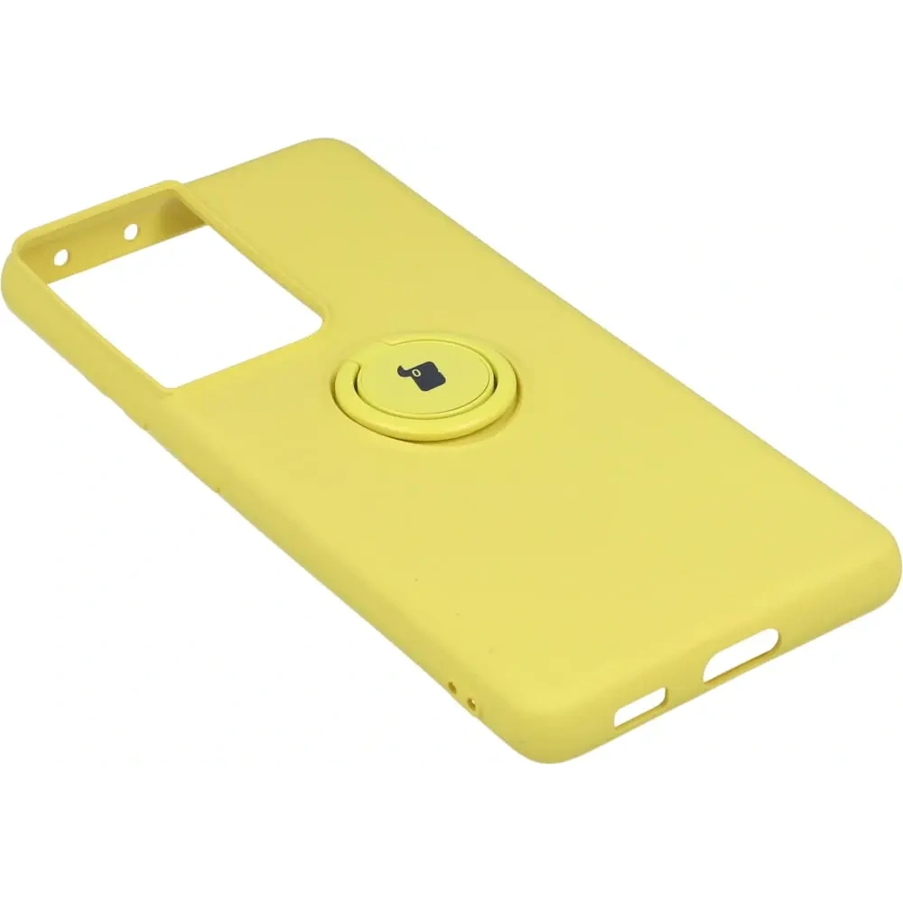 Etui Bizon Case Silicone Ring do Samsung Galaxy S21 Ultra żółte