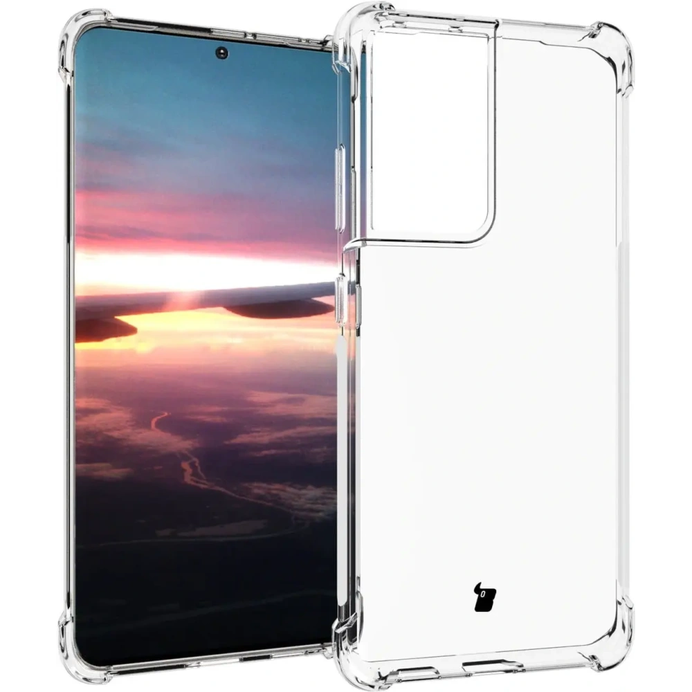 Etui + 2x folia + obiektyw Bizon Case Clear Pack do Samsung Galaxy S21 Ultra przezroczyste