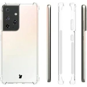 Etui + 2x folia + obiektyw Bizon Case Clear Pack do Samsung Galaxy S21 Ultra przezroczyste