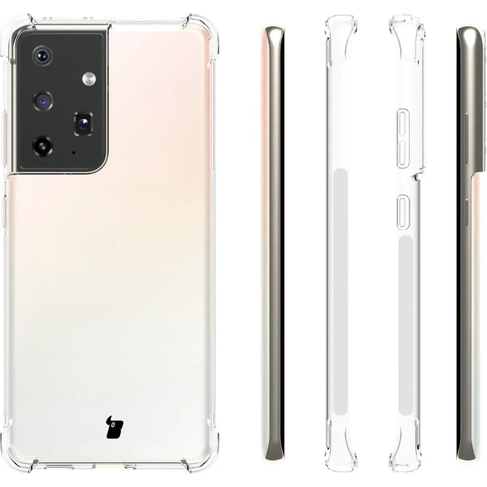 Etui + 2x folia + obiektyw Bizon Case Clear Pack do Samsung Galaxy S21 Ultra przezroczyste