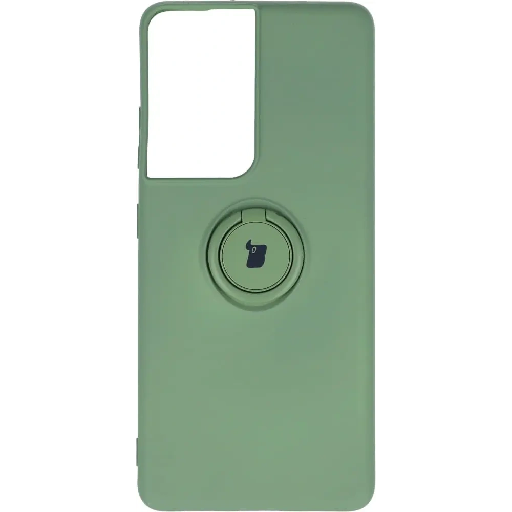 Etui Bizon Case Silicone Ring do Samsung Galaxy S21 Ultra jasnozielone