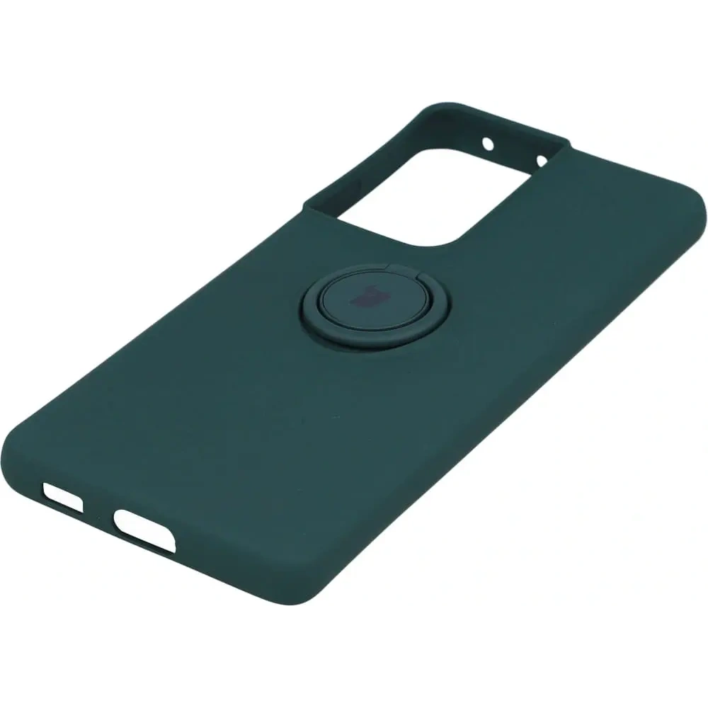 Etui Bizon Case Silicone Ring do Samsung Galaxy S21 Ultra ciemnozielone