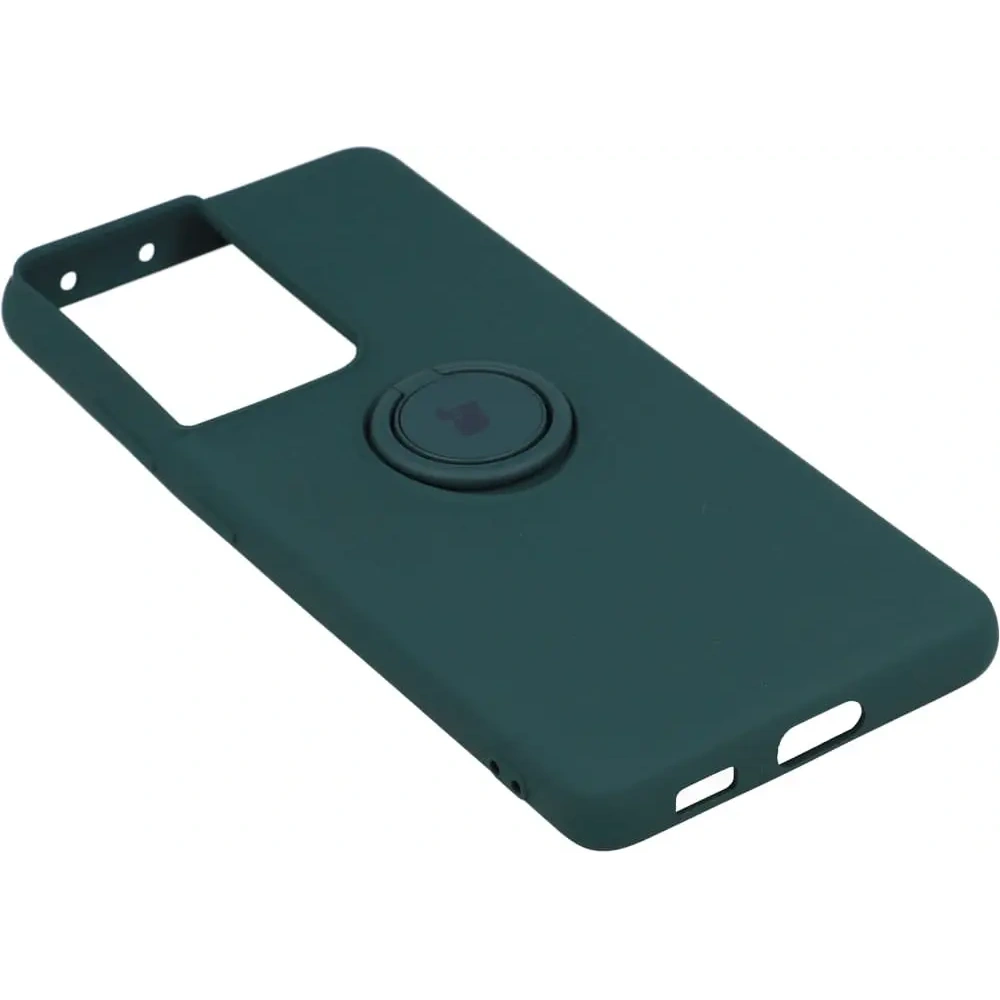 Etui Bizon Case Silicone Ring do Samsung Galaxy S21 Ultra ciemnozielone