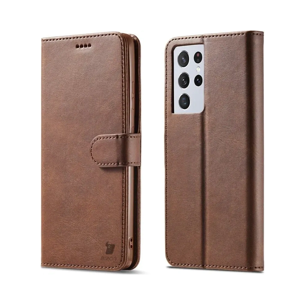 Etui Bizon Case Wallet do Samsung Galaxy S21 Ultra brązowe