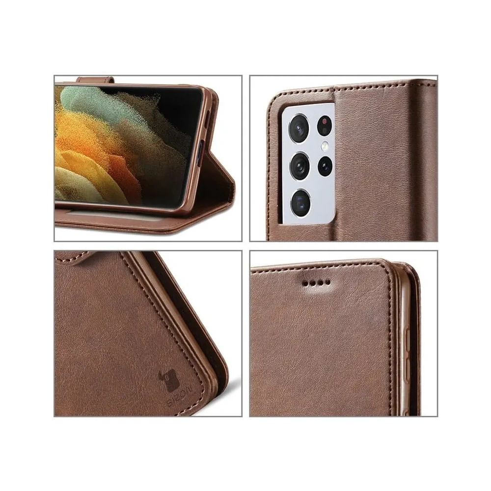 Etui Bizon Case Wallet do Samsung Galaxy S21 Ultra brązowe