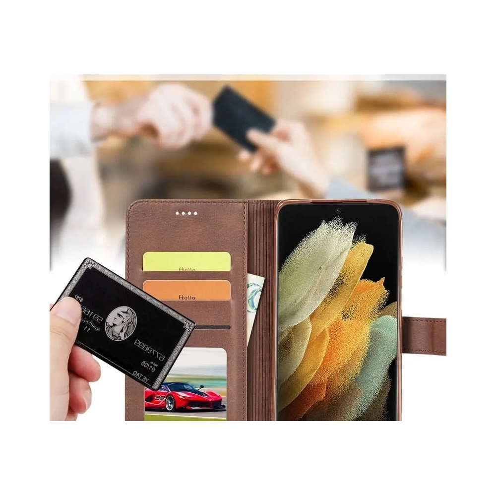 Etui Bizon Case Wallet do Samsung Galaxy S21 Ultra brązowe