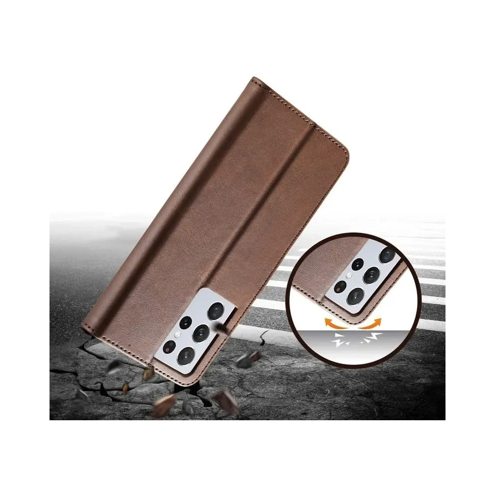 Etui Bizon Case Wallet do Samsung Galaxy S21 Ultra brązowe