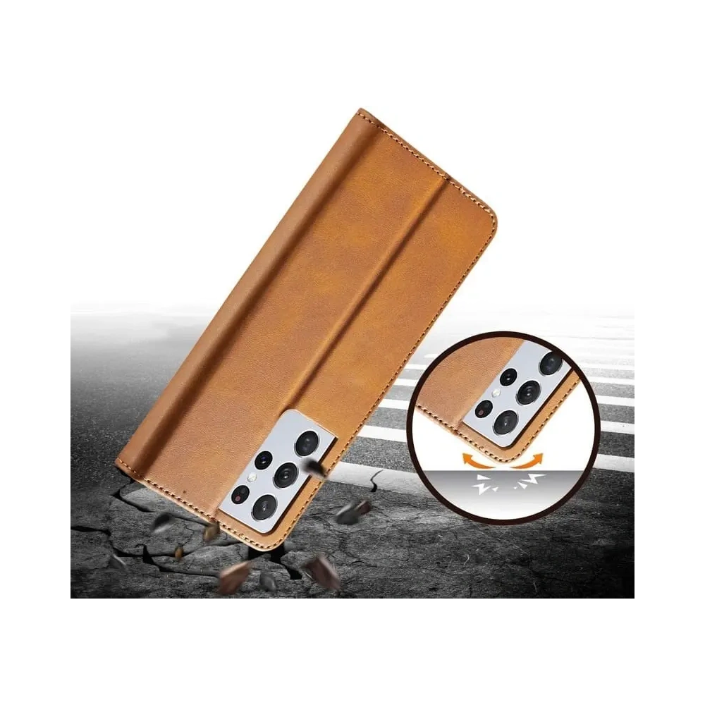 Etui Bizon Case Wallet do Samsung Galaxy S21 Ultra jasnobrązowe