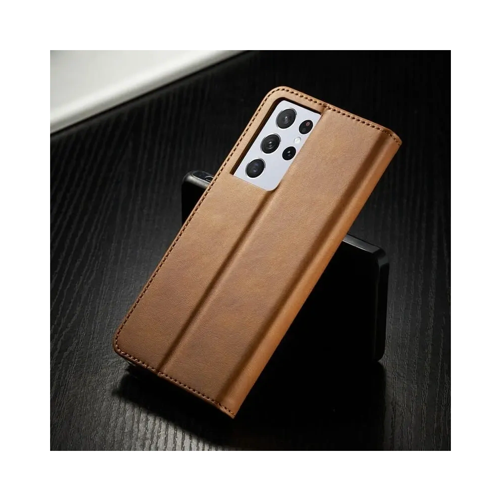 Etui Bizon Case Wallet do Samsung Galaxy S21 Ultra jasnobrązowe