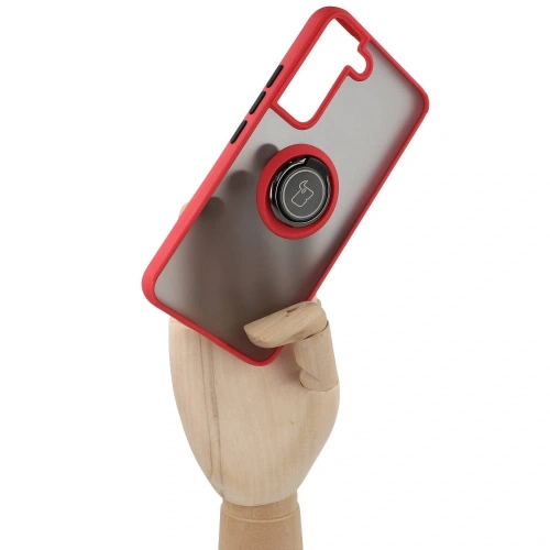 Kup Etui z uchwytem na palec Bizon Case Hybrid Ring do Galaxy S22, przydymione z czerwoną ramką - BIZ7747 - {ean13} - Sklep Home Screen
