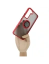 Etui z uchwytem na palec Bizon Case Hybrid Ring do Samsung Galaxy S22 przydymione z czerwoną ramką