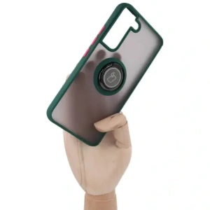 Kup Bizon Case Hybrid Ring Samsung Galaxy S22 rauchig mit einem dunkelgrünen Rahmen - BIZ1550 - {ean13} - Sklep Home Screen