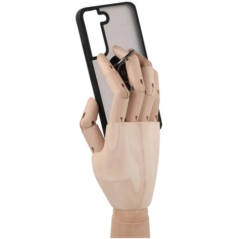 Etui z uchwytem na palec Bizon Case Hybrid Ring do Samsung Galaxy S22 przydymione z czarną ramką