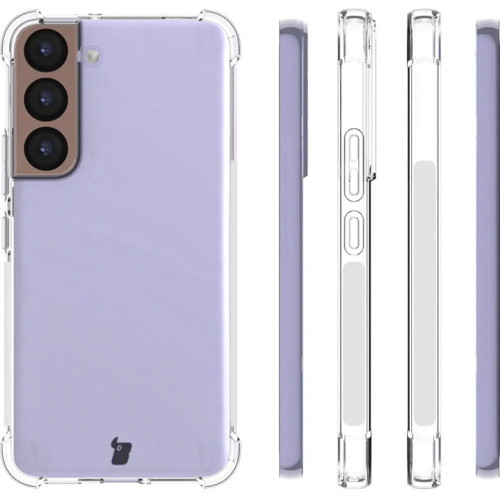 Etui + 2x szkło na ekran + obiektyw Bizon Case Clear Pack do Samsung Galaxy S22 przezroczyste