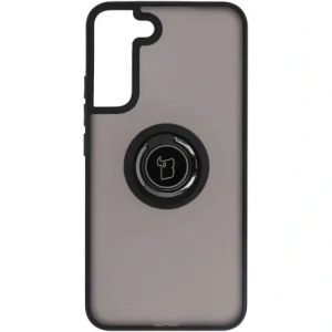 Etui z uchwytem na palec Bizon Case Hybrid Ring do Samsung Galaxy S22 Plus przydymione z czarną ramką