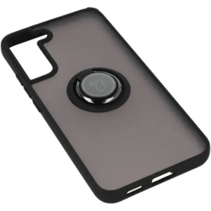 Etui z uchwytem na palec Bizon Case Hybrid Ring do Samsung Galaxy S22 Plus przydymione z czarną ramką