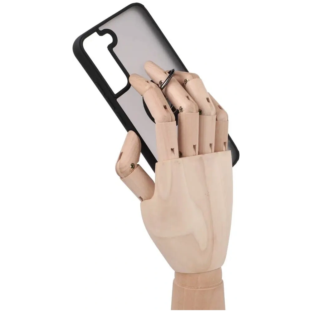 Etui z uchwytem na palec Bizon Case Hybrid Ring do Samsung Galaxy S22 Plus przydymione z czarną ramką