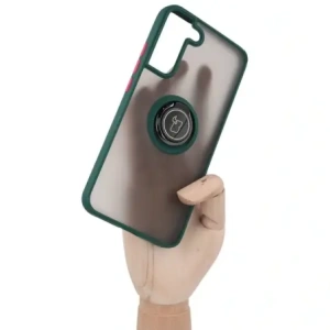 Bizon Case Hybrid Ring Samsung Galaxy S22 Plus smoky with a dark green frame