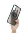 Etui z uchwytem na palec Bizon Case Hybrid Ring do Samsung Galaxy S22 Plus przydymione z ciemnozieloną ramką