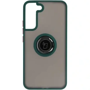 Bizon Case Hybrid Ring Samsung Galaxy S22 Plus smoky with a dark green frame