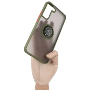 Bizon Case Hybrid Ring Samsung Galaxy S22 Plus smoky with a green frame