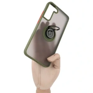Bizon Case Hybrid Ring Samsung Galaxy S22 Plus smoky with a green frame