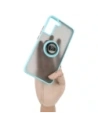 Bizon Case Hybrid Ring Samsung Galaxy S22 Plus fumuriu cu un cadru bleu deschis