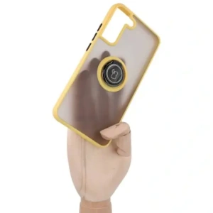Bizon Case Hybrid Ring Samsung Galaxy S22 Plus smoky with a yellow frame