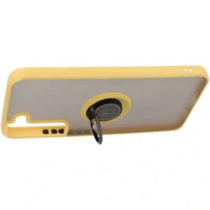 Bizon Case Hybrid Ring Samsung Galaxy S22 Plus smoky with a yellow frame