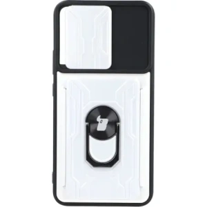 Bizon Case Camshield Card Slot Ring Samsung Galaxy S22 Plus white