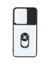 Etui Bizon Case Camshield Card Slot Ring do Galaxy S22 Plus, białe