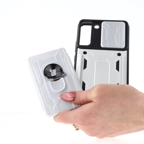 Kup Etui Bizon Case Camshield Card Slot Ring do Galaxy S22 Plus, białe - BIZ7807 - {ean13} - Sklep Home Screen