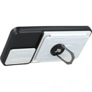 Bizon Case Camshield Card Slot Ring Samsung Galaxy S22 Plus white