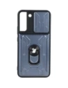 Etui Bizon Case Camshield Card Slot Ring do Galaxy S22 Plus, szare