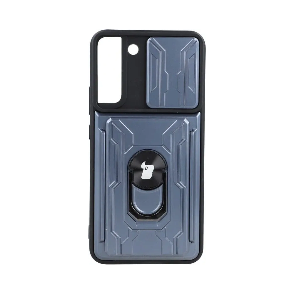 Etui Bizon Case Camshield Card Slot Ring do Samsung Galaxy S22 Plus szare