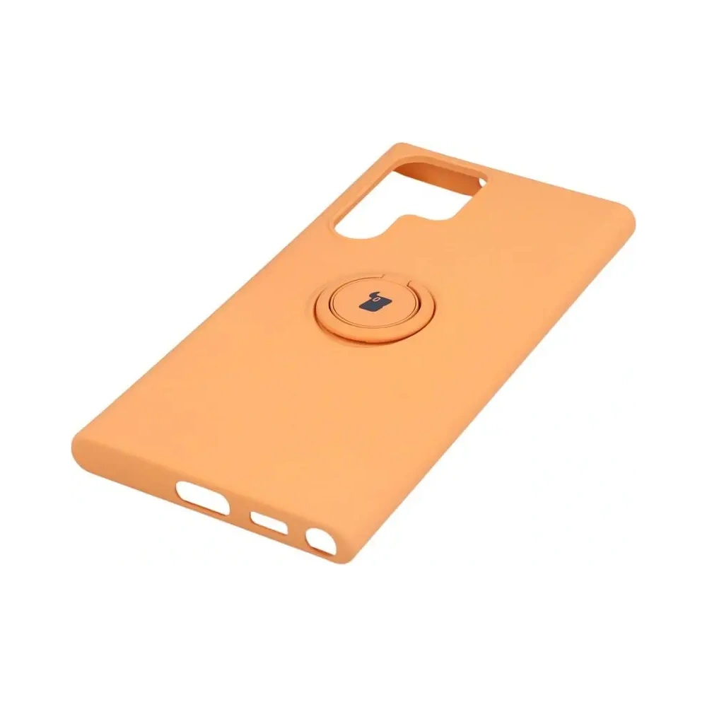 Etui Bizon Case Silicone Ring do Samsung Galaxy S22 Ultra pomarańczowe