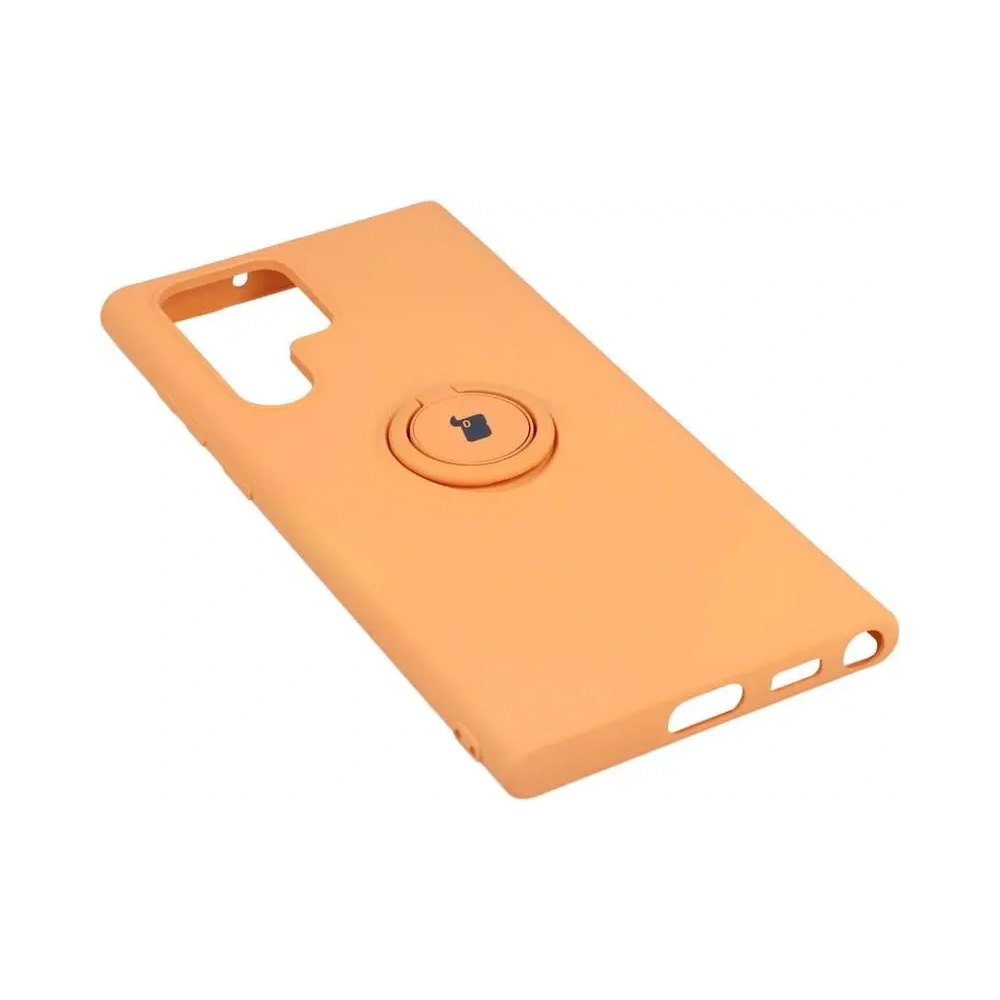 Etui Bizon Case Silicone Ring do Samsung Galaxy S22 Ultra pomarańczowe