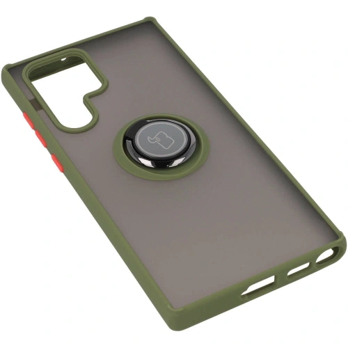 Kup Etui z uchwytem na palec Bizon Case Hybrid Ring do Samsung Galaxy S22 Ultra przydymione z zieloną ramką - BIZ7812 - {ean13} - Sklep Home Screen