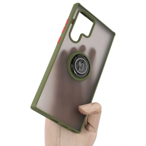 Buy Bizon Case Hybrid Ring Samsung Galaxy S22 Ultra smoky with a green frame - BIZ7812 - {ean13} - Home Screen Store Europe