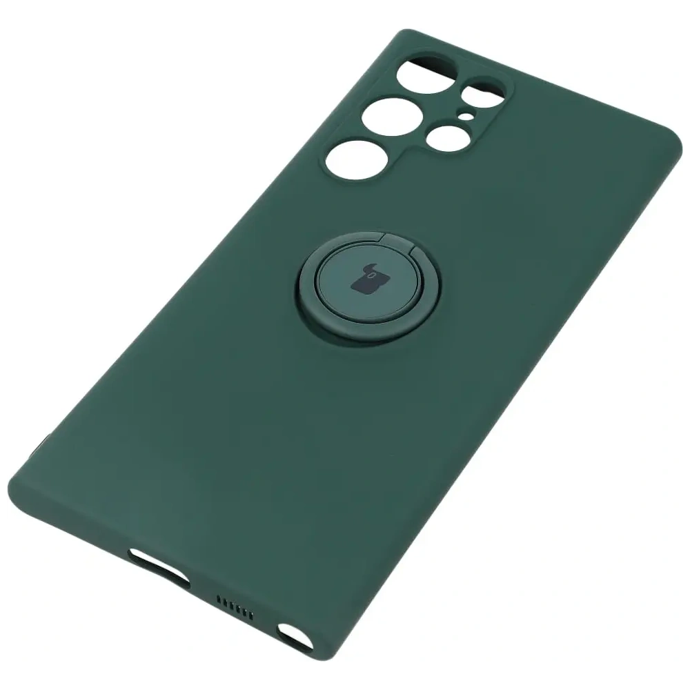 Etui Bizon Case Silicone Ring do Samsung Galaxy S22 Ultra ciemnozielone