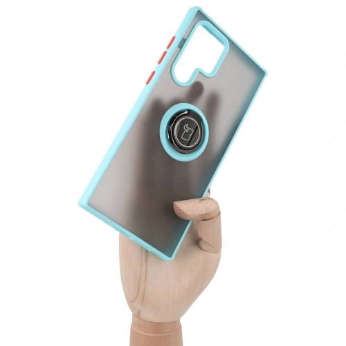 Kup Bizon Case Hybrid Ring Samsung Galaxy S22 Ultra fumuriu cu un cadru bleu deschis - BIZ7816 - {ean13} - Sklep Home Screen